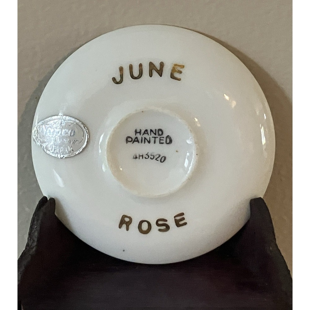 Vintage Napco Hand Painted Miniature Tea Cup w/Saucer Gold Trim - June Rose - Picture 2 of 10